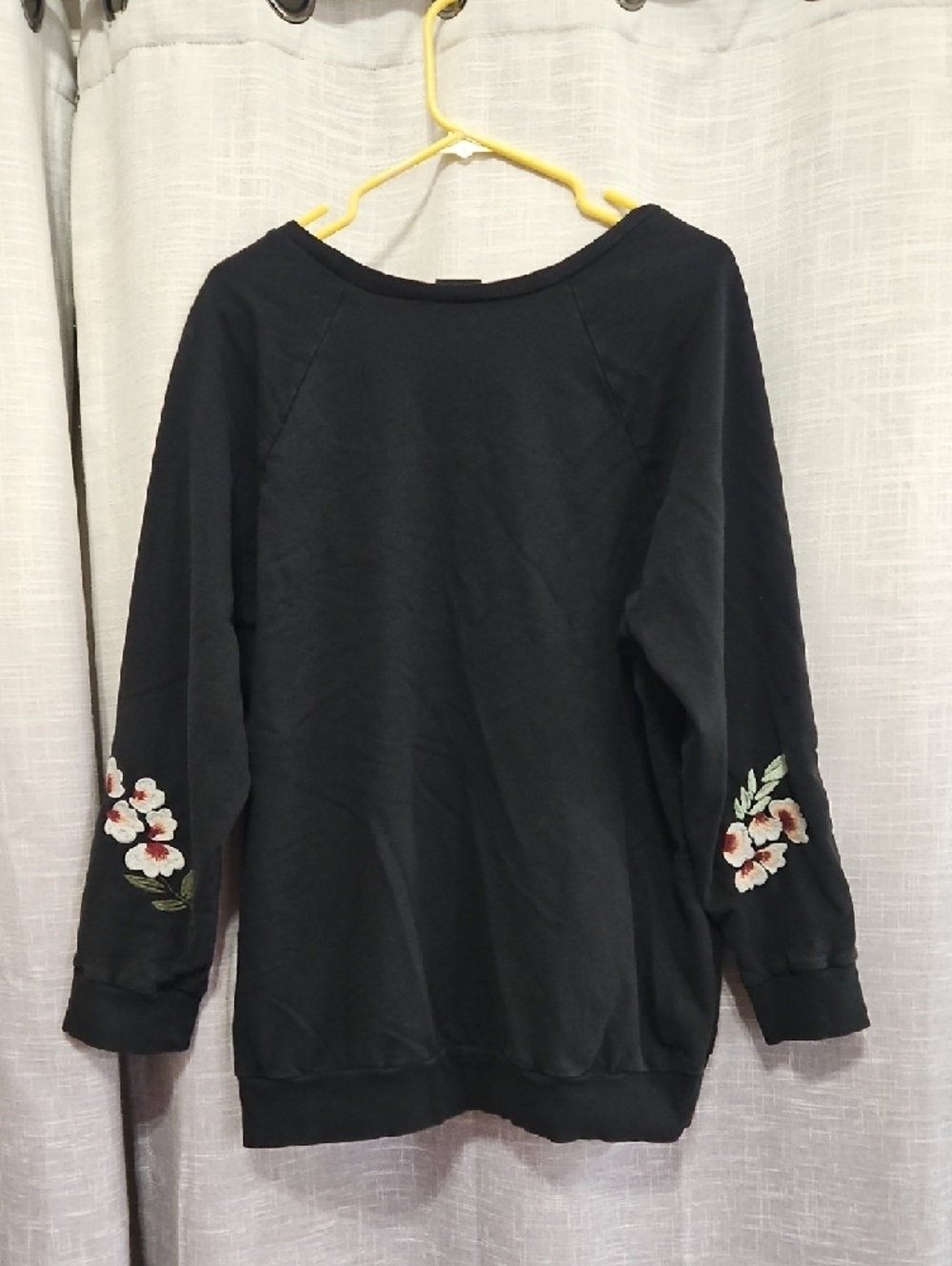 torrid Black Sweatshirt with Pink & Green Floral Embroidery - Picture 2 of 10